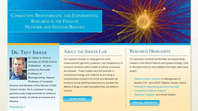 Screen shot of the Ideker Lab, UC San Diego